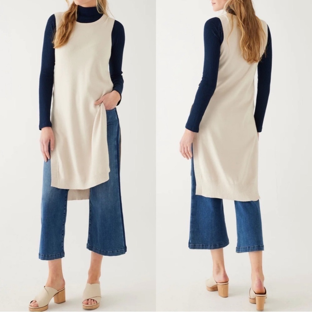 MerSea Womens Anywear Knit Open Tunic Sweater Birch Beige Size L/XL